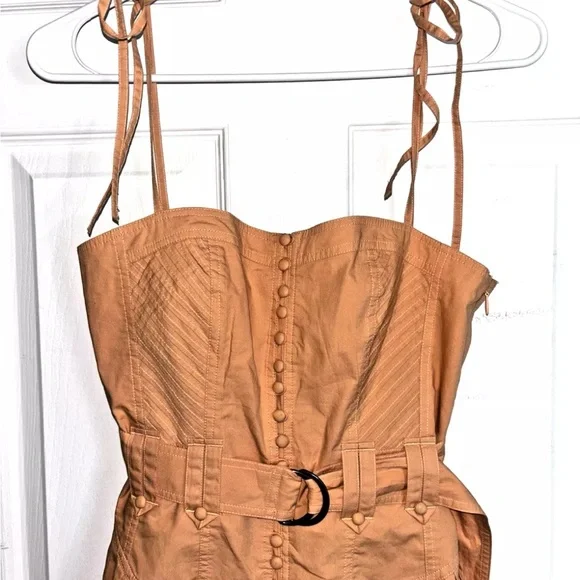 NWT Ulla Johnson Cosette Pleated Poplin Midi Dress w/Pockets Pale Peach Size 2 - Picture 7 of 13